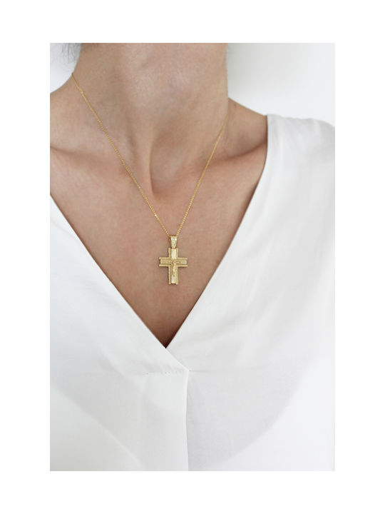 Kritsimis Women's Gold Cross 14K with the Crucified with Chain