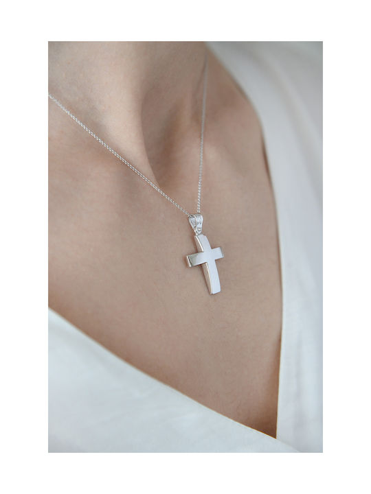 Kritsimis Damen Weißgold Kreuz 14K mit Kette