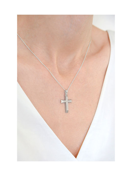 Kritsimis Women's White Gold Cross 14K with Chain