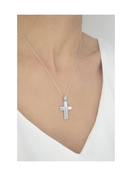 Kritsimis Women's White Gold Cross 14K with Chain