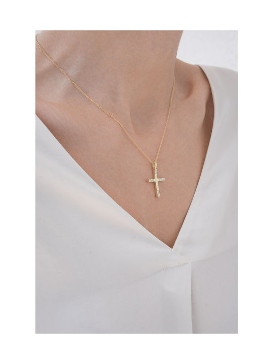 Kritsimis Damen Gold Kreuz 14K mit Kette