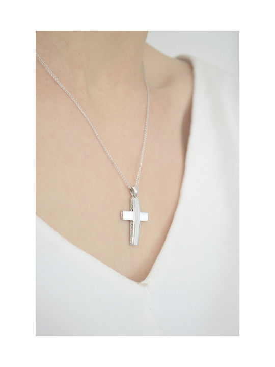 Kritsimis Damen Weißgold Kreuz 14K mit Kette