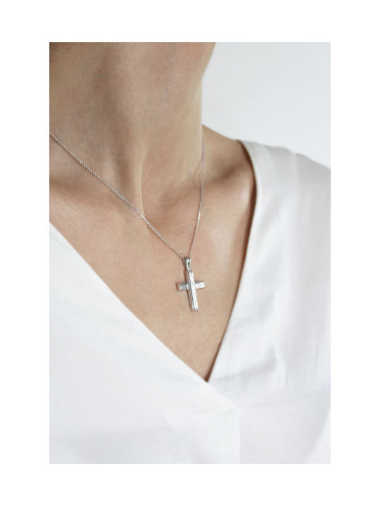 Kritsimis Women's White Gold Cross 14K with Chain