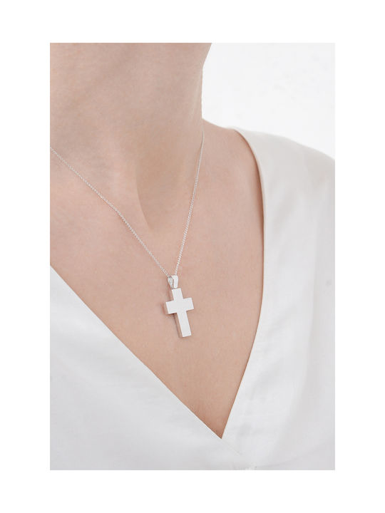 Kritsimis Weißgold Kreuz 14K mit Kette