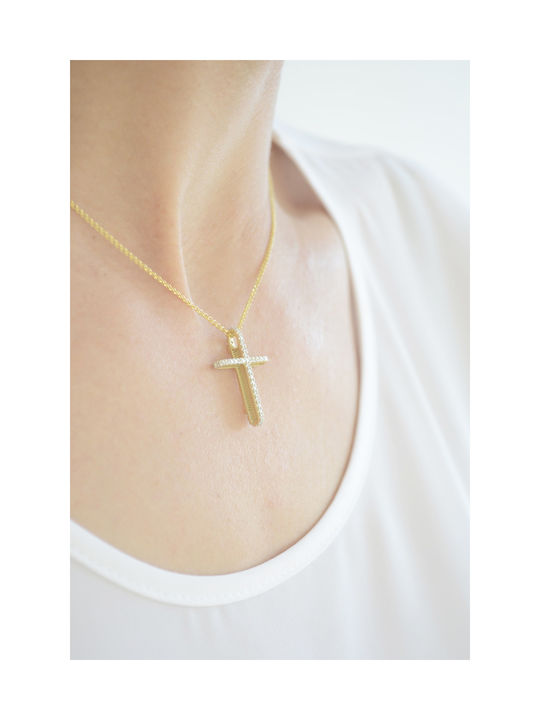 Kritsimis Damen Gold Kreuz 14K mit Kette