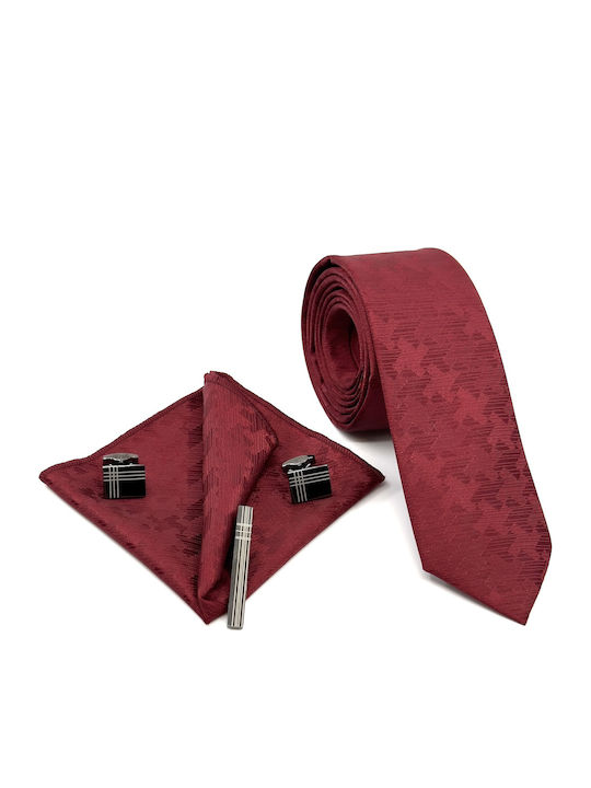 Legend Accessories Men's Tie Set Printed in Red Color