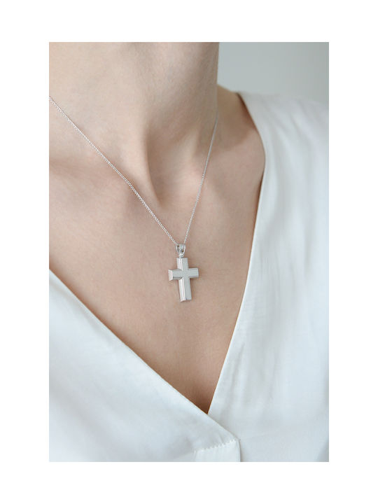 Kritsimis Damen Weißgold Kreuz 14K mit Kette