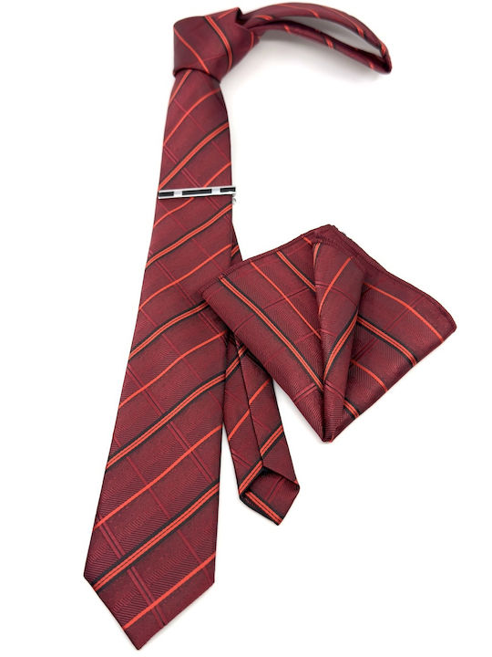 Legend Accessories Σετ Ανδρικής Γραβάτας Μεταξωτή με Σχέδια σε Κόκκινο Χρώμα