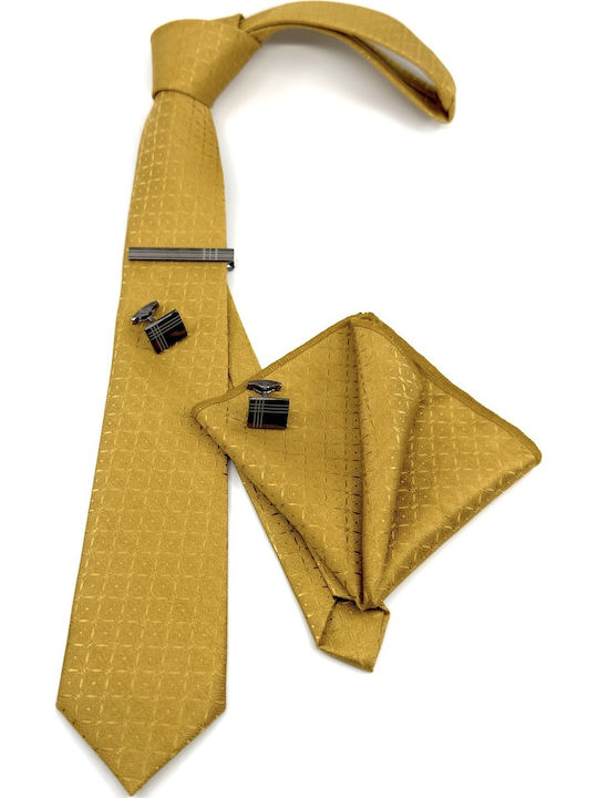 Legend Accessories Men's Tie Set Printed in Yellow Color