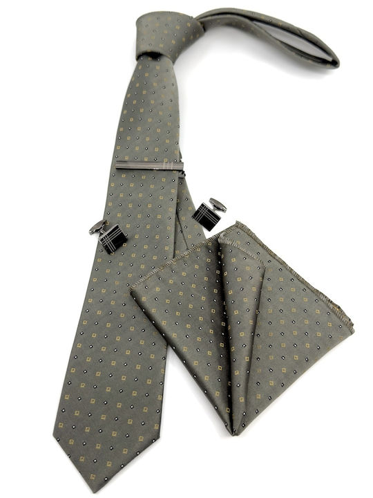 Legend Accessories Men's Tie Set Printed in Khaki Color