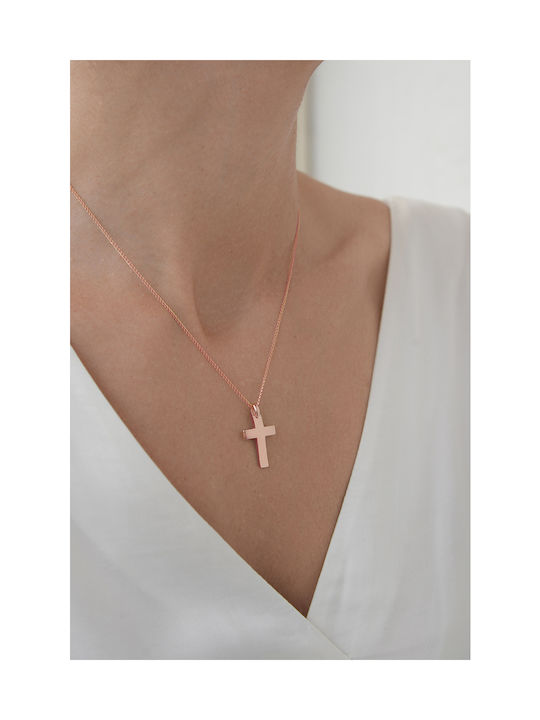 Kritsimis Damen Rosé Vergoldet Kreuz mit Kette