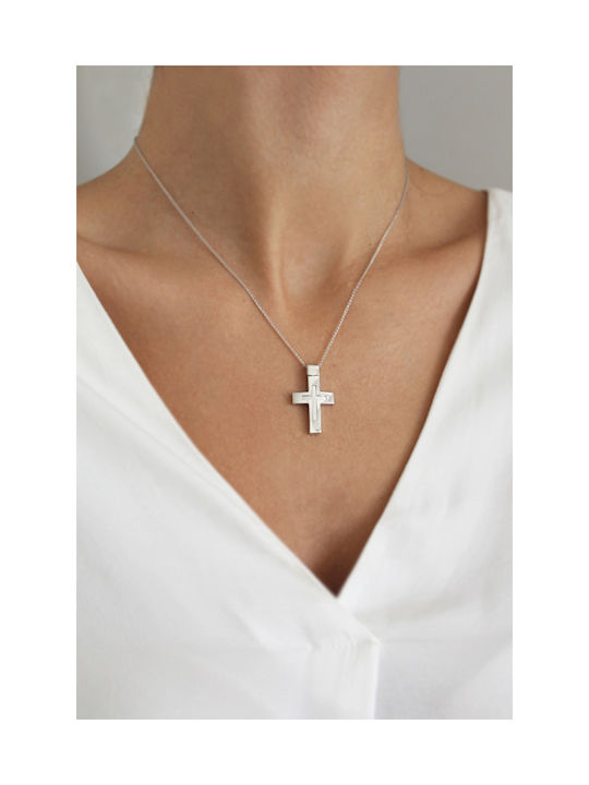 Kritsimis Damen Weißgold Kreuz 14K mit Kette