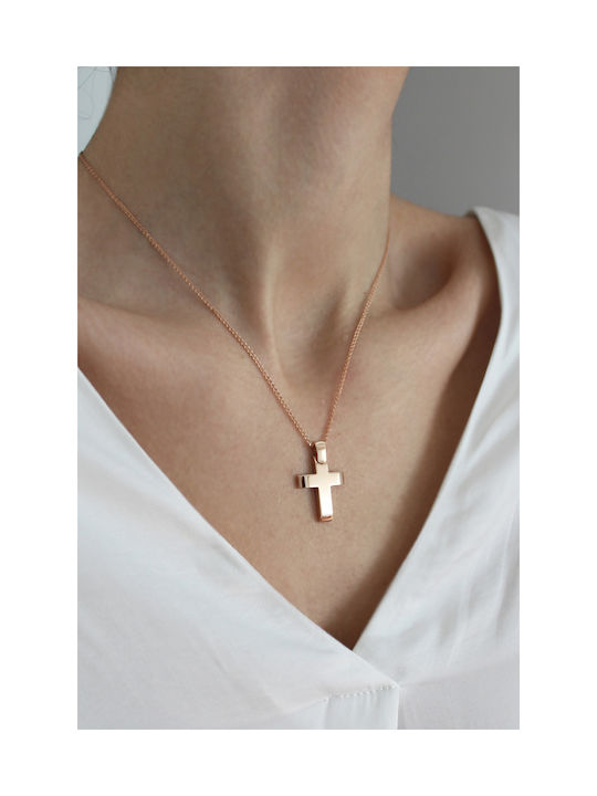 Kritsimis Damen Rosé Vergoldet Kreuz mit Kette