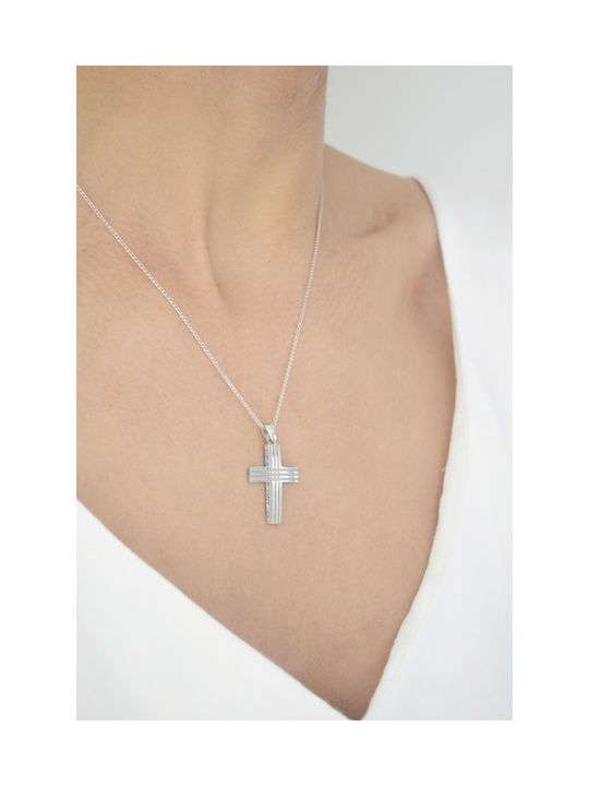 Kritsimis Damen Weißgold Kreuz 14K mit Kette