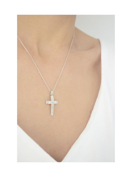 Kritsimis Women's White Gold Cross 14K with Chain