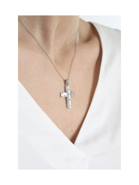 Kritsimis Damen Weißgold Kreuz 14K mit Kette