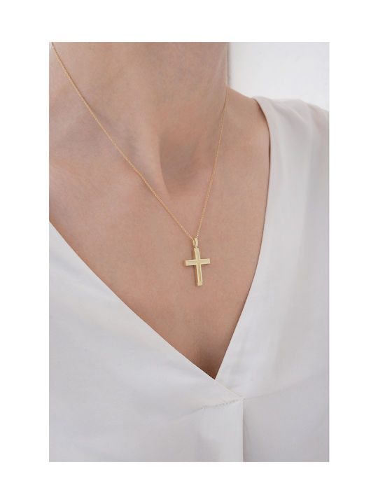 Kritsimis Damen Gold Kreuz 14K mit Kette