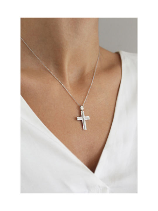 Kritsimis Damen Weißgold Kreuz 14K mit Kette