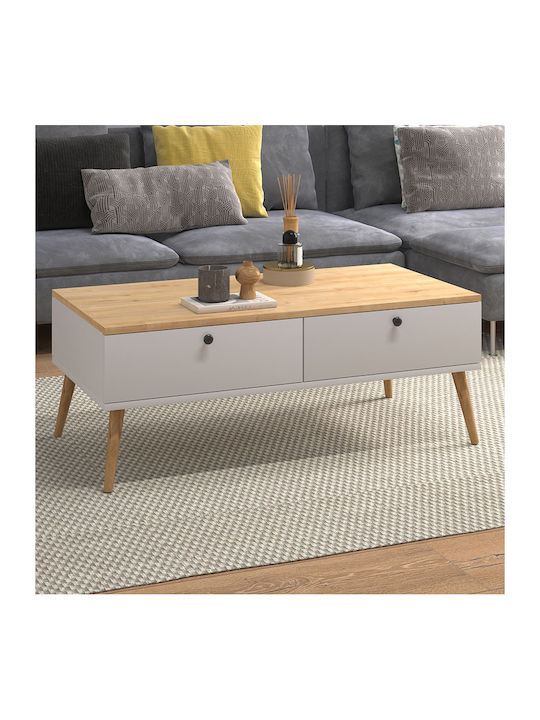 Rechteckig Couchtisch Alis Λευκό - Oak L110xB50xH40cm