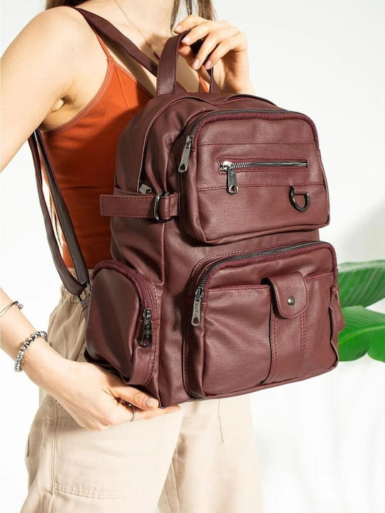 Mega Bag Women's Backpack Decorative Straps Bordeaux