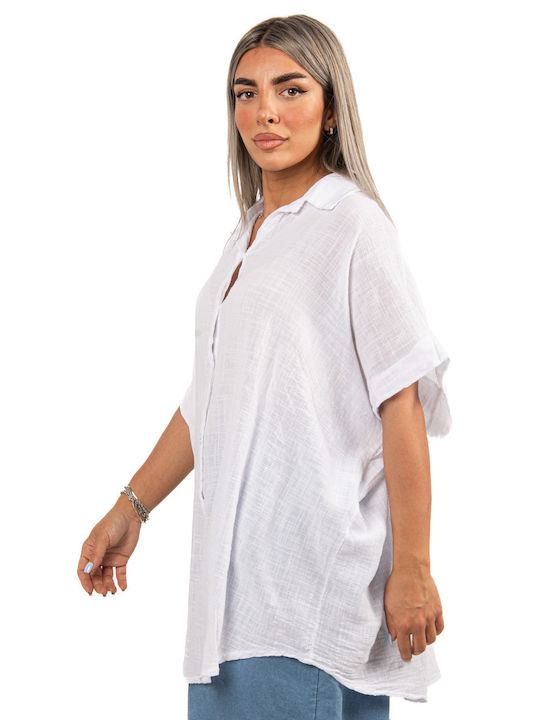 Ellen Women's Short Sleeve Shirt White