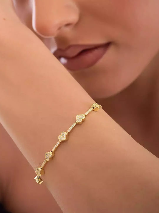 Oxzen Bracelet with design Heart made of Silver Gold Plated