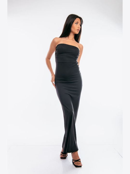 Summer Evening Strapless Black Dress