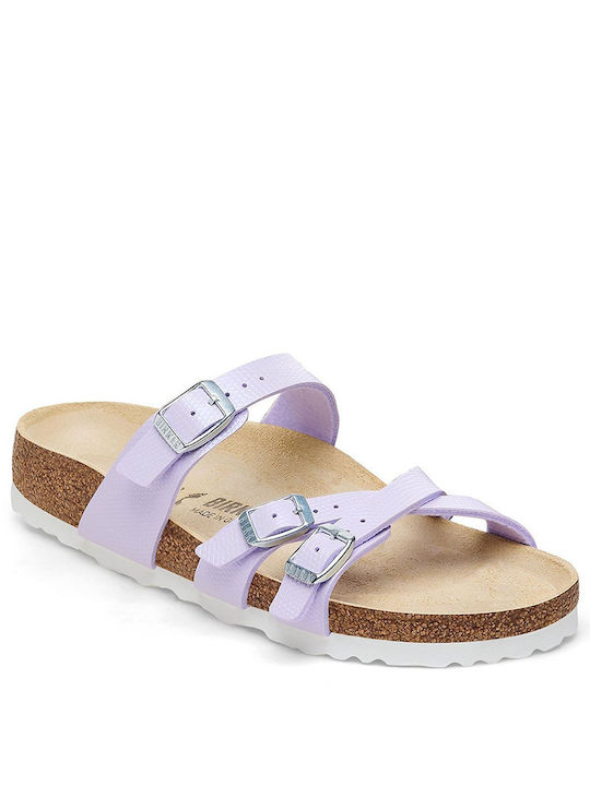 Birkenstock Bs Classic Franca Bf Shiny Damen Flache Sandalen in Lila Farbe Regelmäßig Passform