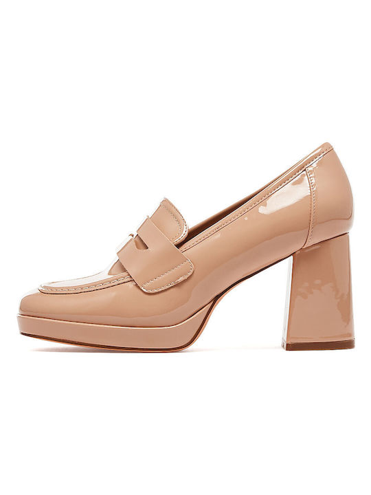 Envie Shoes Synthetic Leather Beige High Heels