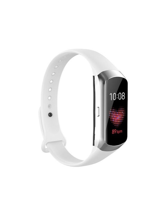 Samsung Galaxy Fit Sm-r370 Γυαλιστερό Καρφί Κουμπί Watch Band Λευκό