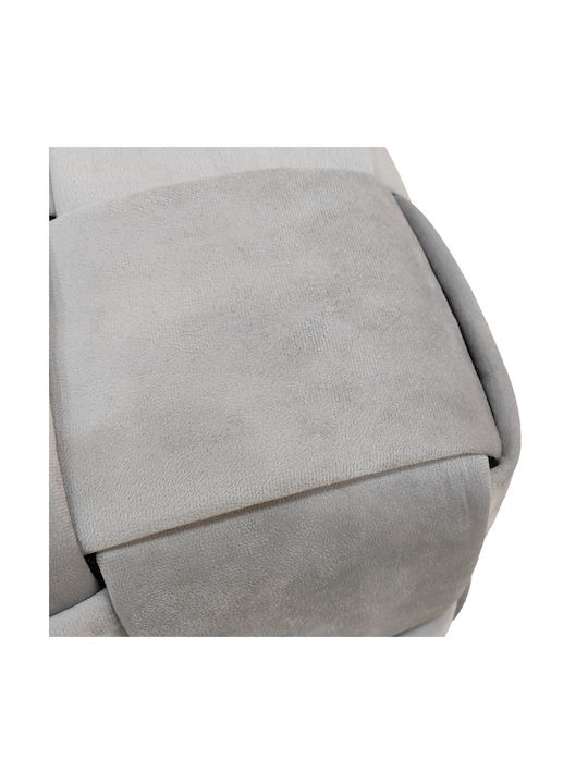 Stool For Living Room Upholstered with Velvet Jisko Gray 38x38x40cm