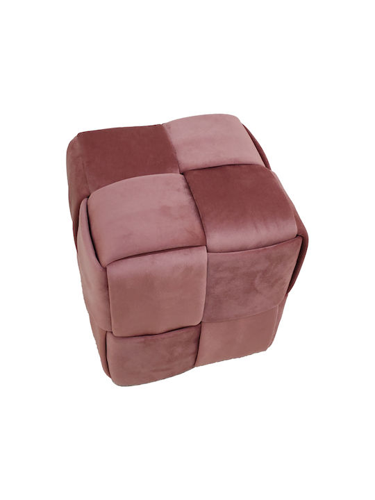 Stool For Living Room Upholstered with Velvet Jisko Pink 38x38x40cm