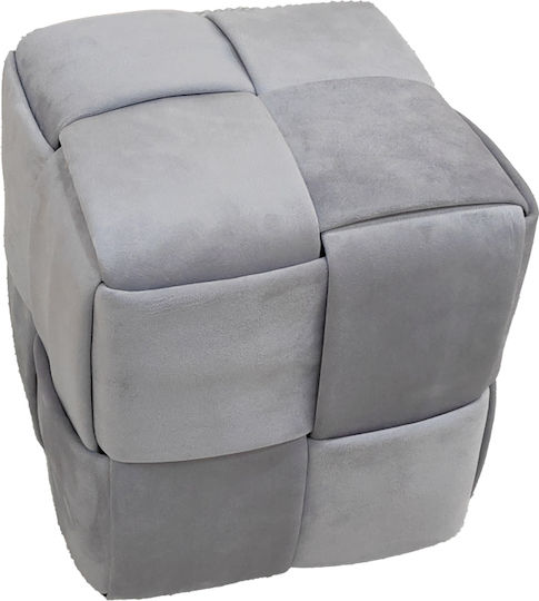 Stool For Living Room Upholstered with Velvet Jisko Gray 38x38x40cm