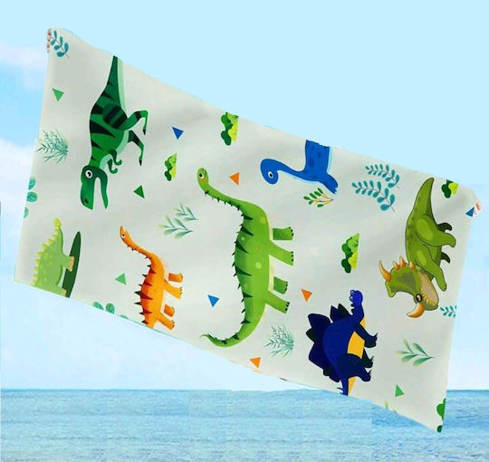 Tatu Moyo Kids Beach Towel White Dinosaurs 160x80cm