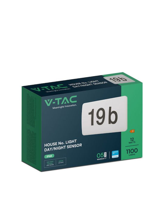 V-TAC Wall-Mounted Outdoor Light LED IP65 12W with Natural White Light