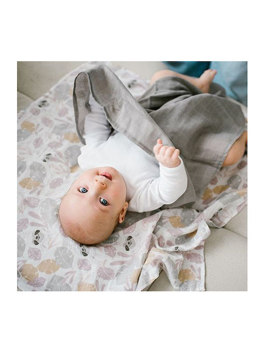 Babyono Muslin Swaddle Wraps Grey Gray 70x70cm. 3pcs