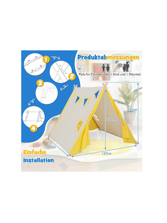 Costway Kids Indian Teepee Play Tent Beige