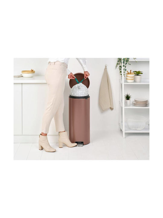 Brabantia Newicon Coș de Gunoi Metal cu Pedală Maro 30lt 1buc