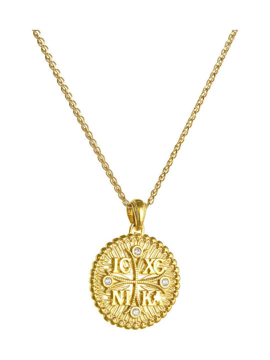 Charm Sf. Constantin și Elena cu Pietre, Aur 14k, Față-Verso