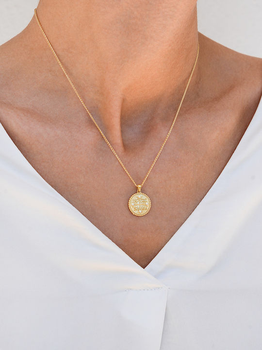 Charm Sf. Constantin și Elena cu Pietre, Aur 14k, Față-Verso