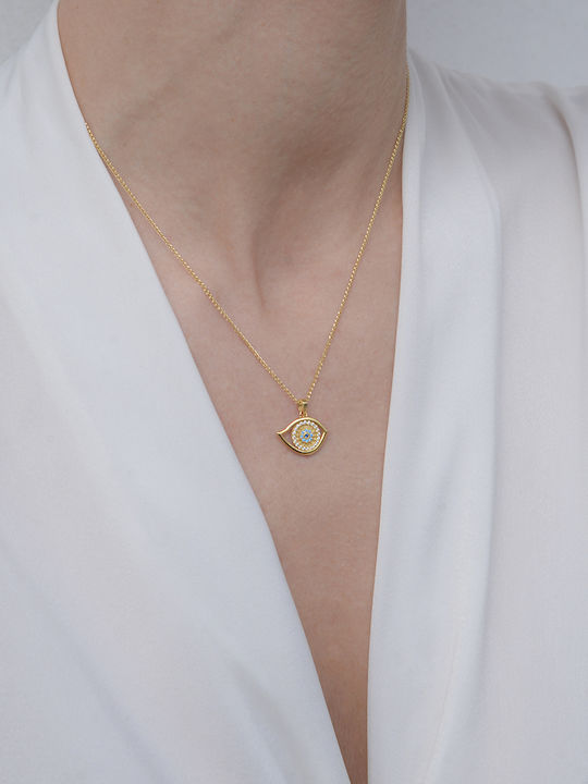 Amulet de Aur Constantin 14k cu Ochi Rău pe Ambele Părți