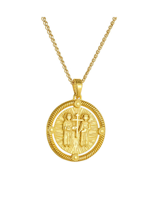 Kritsimis Pendant Kids Talisman Double Sided Constantine from Gold 14K 52RK6319-P