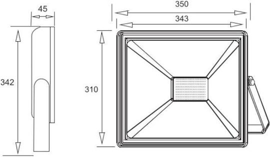 Gtv Στεγανός Προβολέας LED 150W Φυσικό Λευκό 4000K IP65