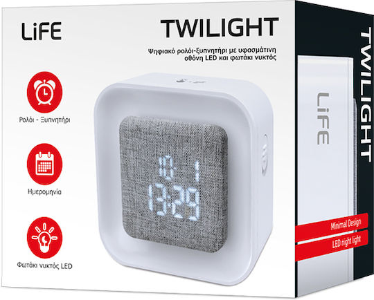 Life Twilight Επιτραπέζιο Ψηφιακό Ρολόι LED με Ξυπνητήρι Λευκό 221-0391