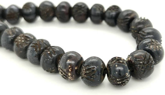 Kompologadiko Graven Camel Bone Worry Beads with Tassel with 33 Beads Brown