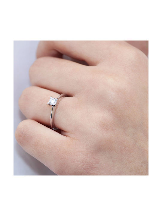 Single Stone Ring made of White Gold 18K with Diamond