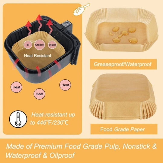 Αντικολλητικά Χαρτιά για Air Fryer 16x16εκ. 100τμχ