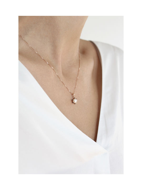 Kritsimis Charm aus Roségold 14K mit Perlen & Zirkon