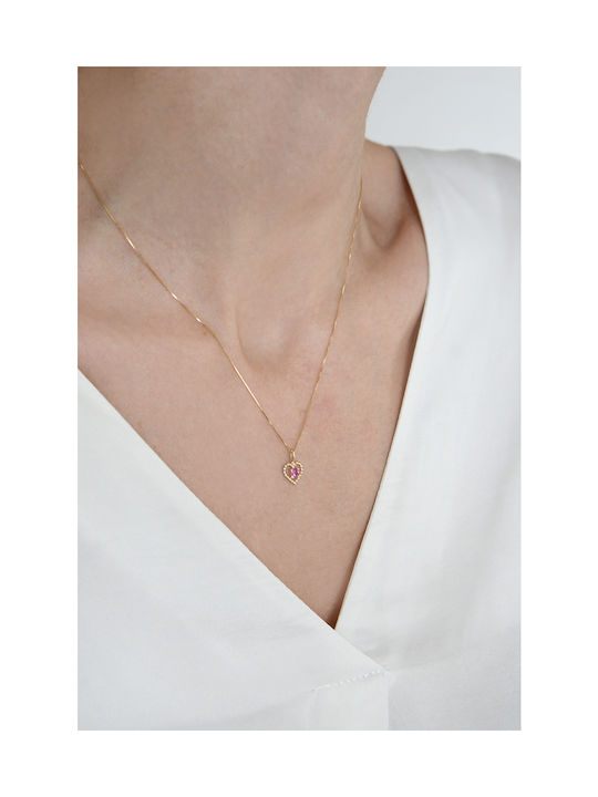 Kritsimis Bubbles Necklace with design Heart from Gold 14K