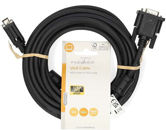 Nedis Cable VGA male - VGA male Μαύρο 5m (CCGL59000BK50)